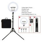 18 Inch RGB Ring Light With Remote+3 Phone Holder+Adaptor Plug+Tripod Stand - Image 5