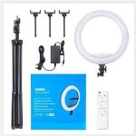 18 Inch Plain Ring Light With Remote+3 Phone Holder+Adaptor Plug+Tripod Stand - Image 2