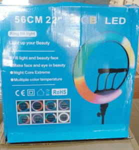 22 Inches RGB Ring Light With Remote+3 Phone Holder+Adaptor Plug+Tripod Stand