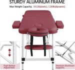 Yaheetech Burgundy Portable Lash Bed – Folding Massage Table for Spa, Tattoo & Eyelash Extensions - Image 6