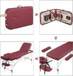 Yaheetech Burgundy Portable Lash Bed – Folding Massage Table for Spa, Tattoo & Eyelash Extensions - Image 2