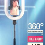 360° Object Tracking Live Streaming Light – Foldable LED Ring Light with Phone Holder & Face Recognition