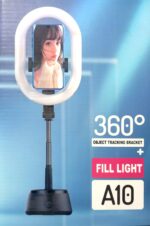 360° Object Tracking Live Streaming Light – Foldable LED Ring Light with Phone Holder & Face Recognition
