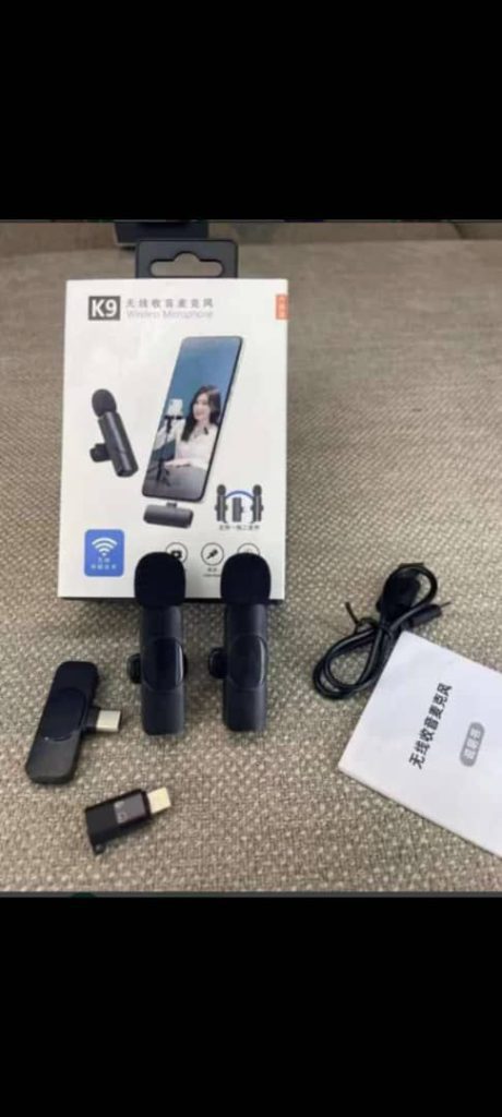 K9 Dual Wireless Lavalier Microphone – 2 Mics for iPhone & Type-C Devices with Noise Cancellation