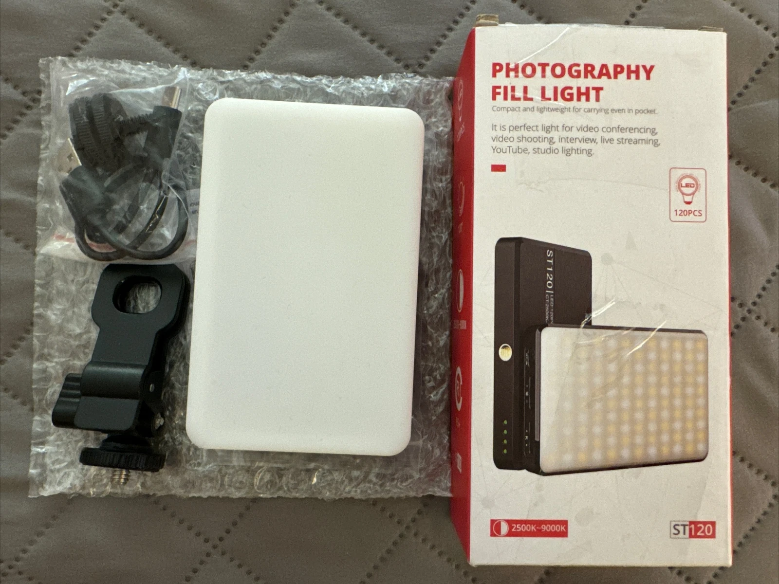 pf ST120 Photography Fill Light Selfie Light 5000Mah Rechargeable Clip Video Light - Image 1