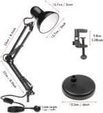 Desk Lamp with Clamp, Adjustable Flexible Gooseneck Metal Table Lamp for Home Office, Work, Study, Reading, E27 Bulb Included, Multi-Joint - Image 2