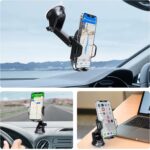 Car Phone Holder, Adjustable Car Phone Mount Cradle 360° Rotation, Phone Holder for Car with One Button Release, Car Phone Strong Sticky Gel Pad for Mobile - Image 2