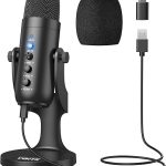 Pod Microphone USB Desktop Mic For Computer ASMR Live Dubbing Game With Real-time Monitoring Noise Cancelling